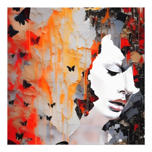  Woman and Butterflies Messy Painting Photo Print