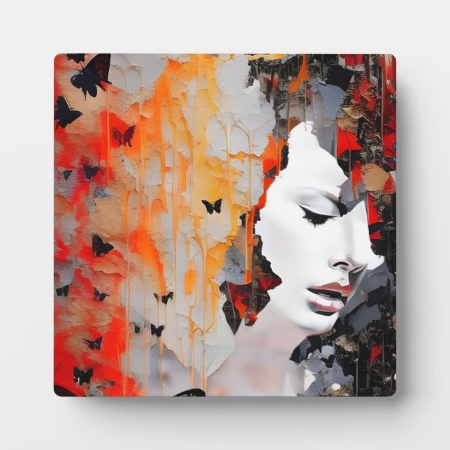  Woman and Butterflies Messy Painting Plaque (Front)