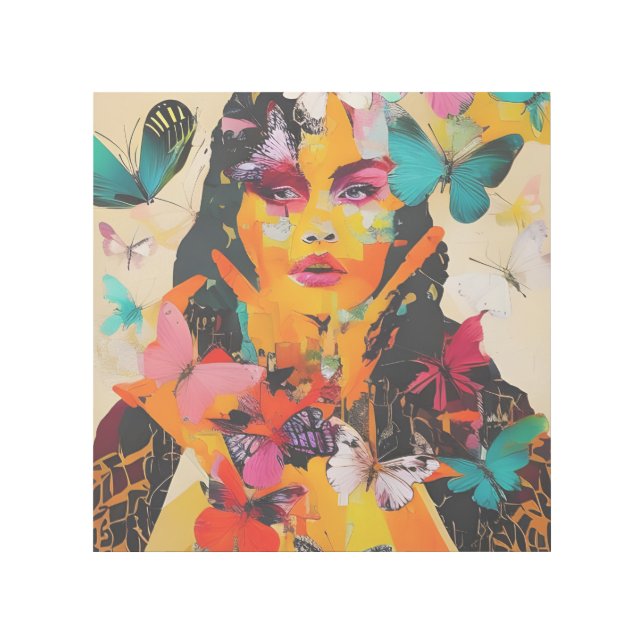 Woman and Butterflies Mixed Media Gallery Wrap (Front)
