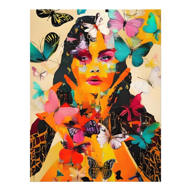 Woman and Butterflies Mixed Media Photo Print (Front)