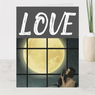 WOMAN AND CAT LOVE BIRTHDAY BIG CARDS