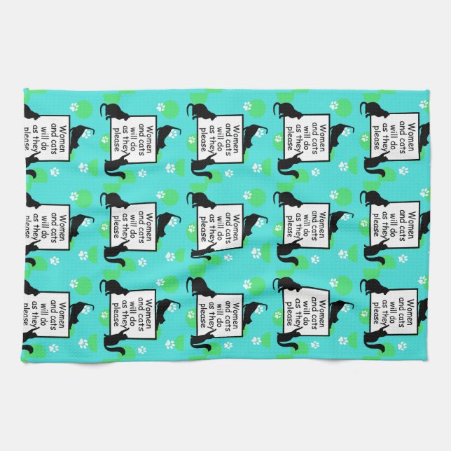 Woman and Cats will do as they Please Towel (Horizontal)