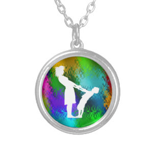 WOMAN AND CHILD SILVER PLATED NECKLACE