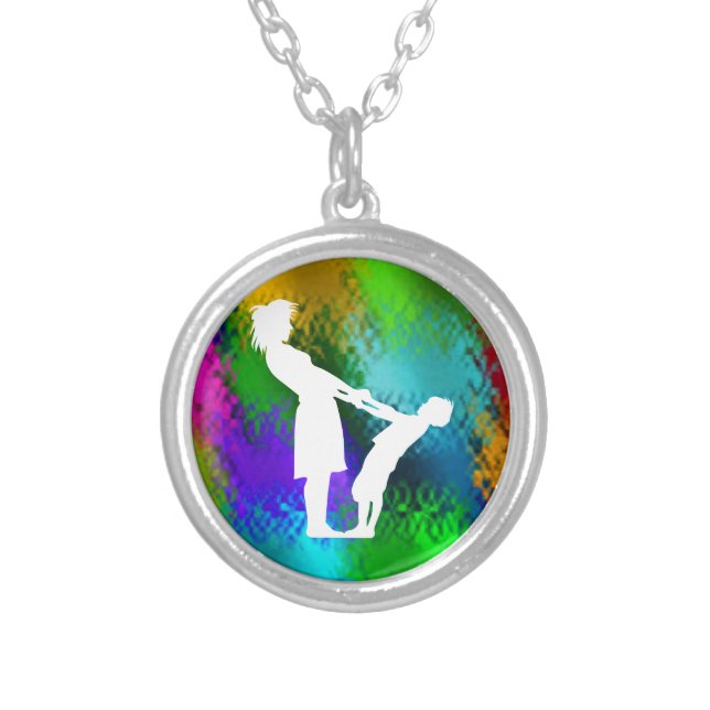 WOMAN AND CHILD  SILVER PLATED NECKLACE (Front)