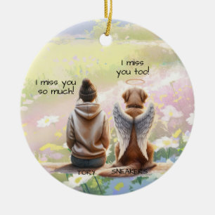 Woman and Dog Memorial  Ceramic Ornament