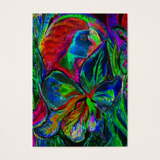 Customizable Woman and Flower, Deep Colours (m4sol) Business Card Template