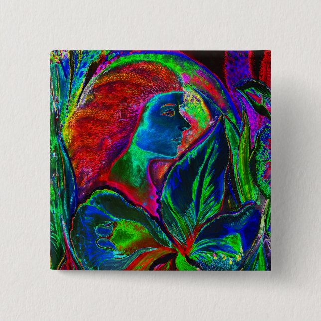 Woman and Flower, Deep Colours (m4sol) Pinback Button (Front)