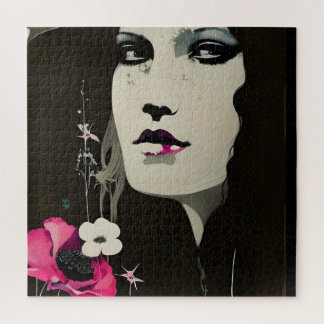 Woman and Flowers Jigsaw Puzzle
