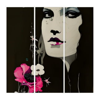 Woman and Flowers Triptych