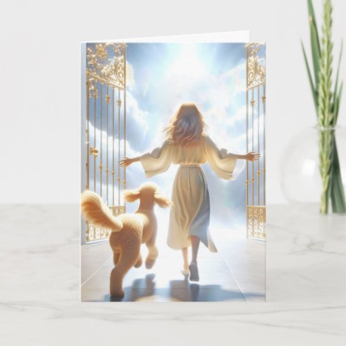 Woman and Goldendoodle At Heavens Gate Card