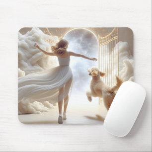 Woman and Goldendoodle At Heaven's Gate Mouse Pad