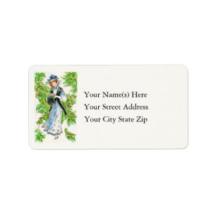 Woman And Holly Vintage Address Label
