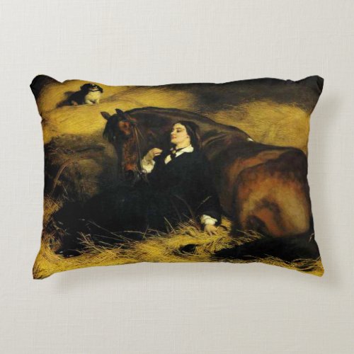 Woman and Horse Accent Pillow