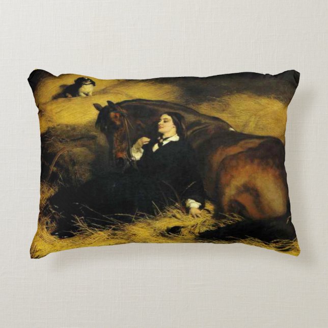 Woman and Horse Accent Pillow (Front)