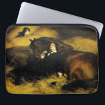 Woman and Horse Laptop Sleeve<br><div class="desc">Laptop Sleeve featuring Sir Edwin Henry Landseer’s oil painting The Shrew Tamed, or The Pretty Horsebreaker (1861). An elegant woman in black clothing lounges next to a beautiful brown horse. A small dog watches in the background. They all sit in a barn of hay. A perfect gift for horse lovers...</div>