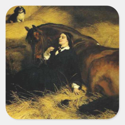 Woman and Horse Square Sticker