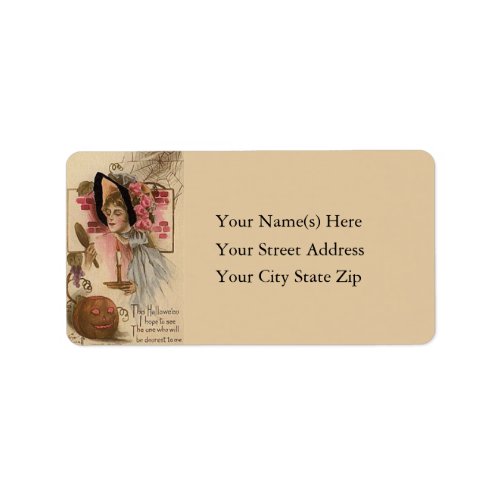 Woman and Jack O Lantern Vintage Address Label