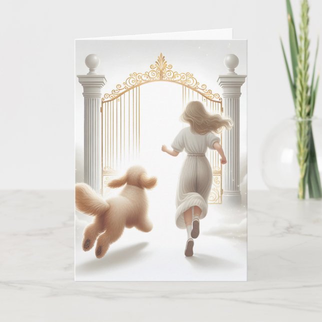 Woman and Labradoodle At Heaven's Gate Card (Front)
