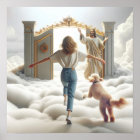 Woman and Labradoodle Entering Heaven's Gate