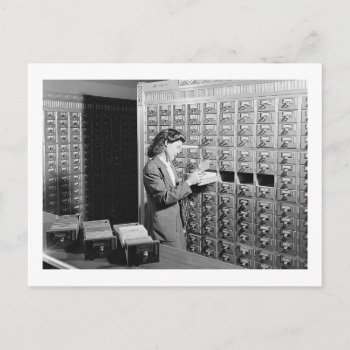 Woman And Library Card Catalog Vintage by markomundo at Zazzle