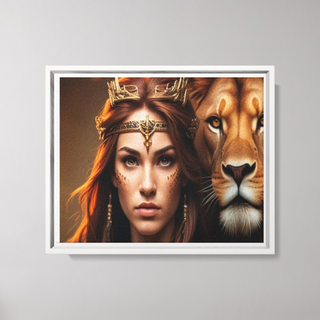 woman and lion canvas print (Front)