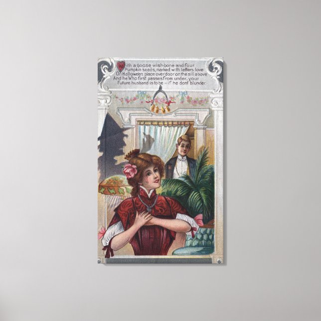 Woman and Man Pillars on Sides Canvas Print (Front)