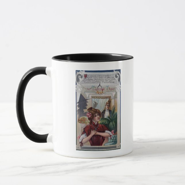 Woman and Man Pillars on Sides Mug (Left)