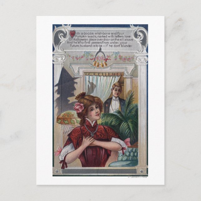 Woman and Man Pillars on Sides Postcard (Front)