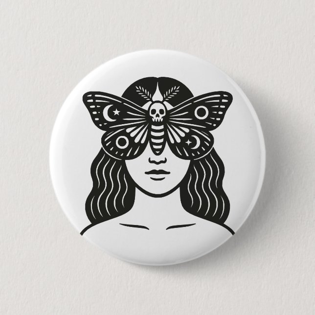 Woman And Moth Button (Front)