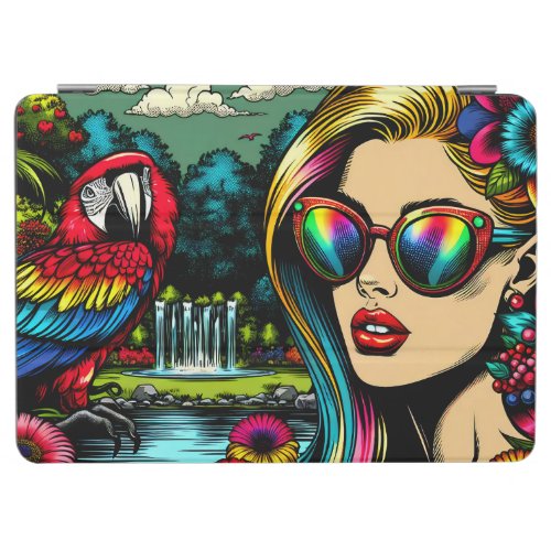 Woman and Parrot in the Park Pop Art  iPad Air Cover