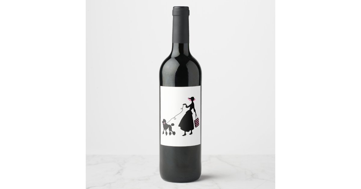 Woman and Poodle Wine Label | Zazzle