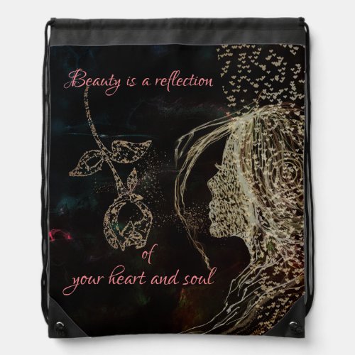 Woman and Rose Drawstring Backpack