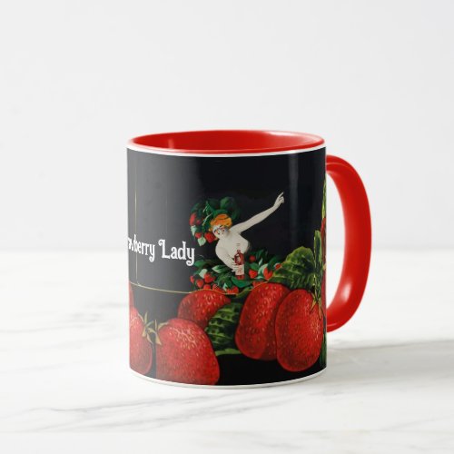 WOMAN AND STRAWBERRIES Art Nouveau Strawberry Lady Mug