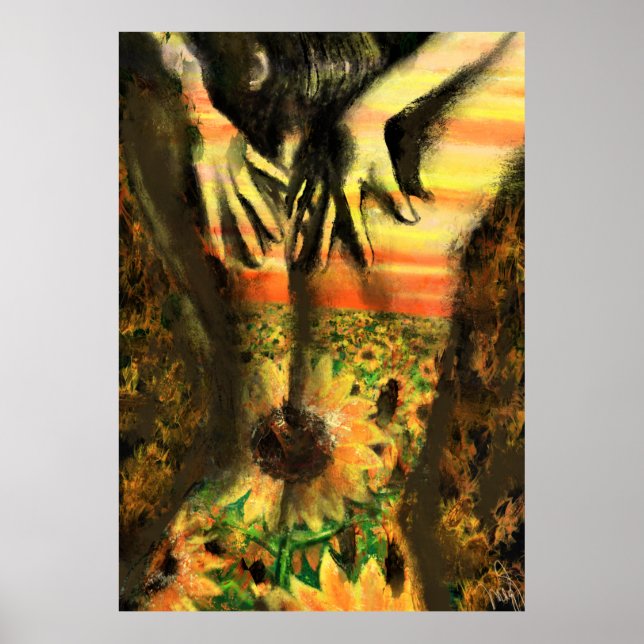 Woman and Sunflowers Poster (Front)