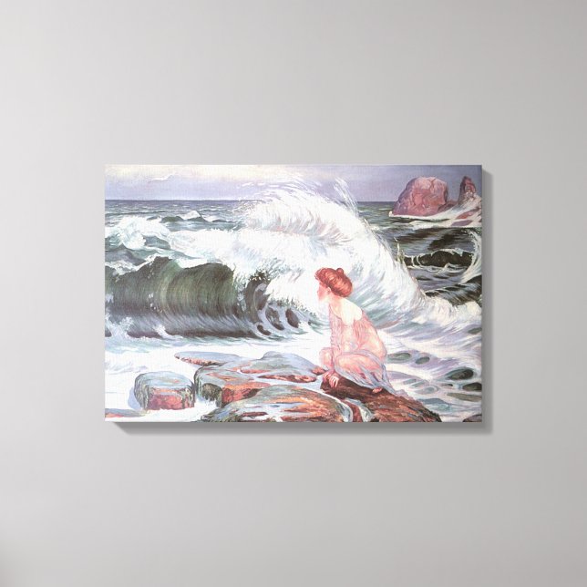 Woman and the Wave by the Beach (Frantisek Kupka) Canvas Print (Front)