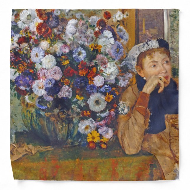 Woman and Vase of Flowers, Edgar Degas Bandana (Front)