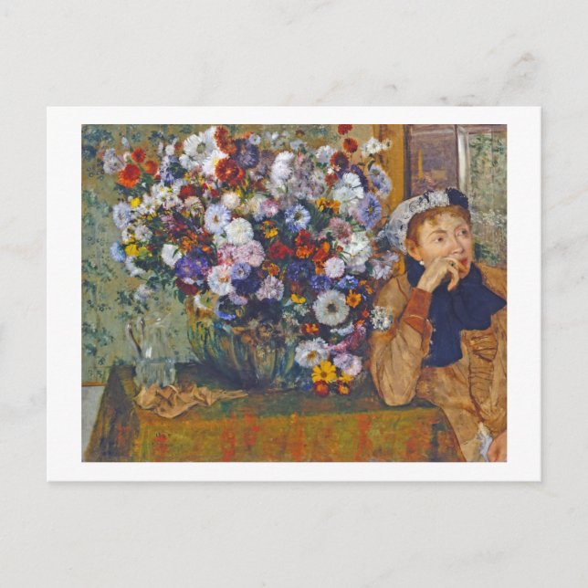 Woman and Vase of Flowers, Edgar Degas Postcard (Front)