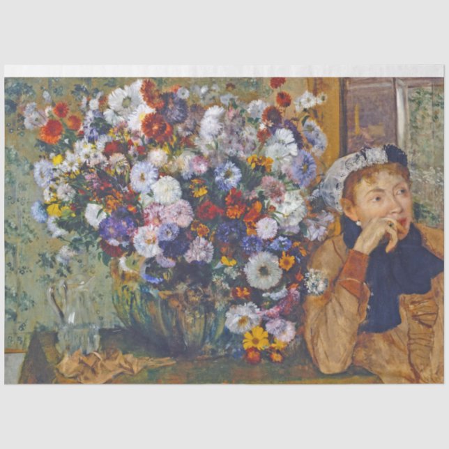 Woman and Vase of Flowers, Edgar Degas Tissue Paper (Front)