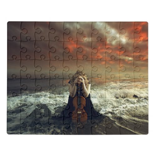 Woman and Violin in the Ocean Jigsaw Puzzle