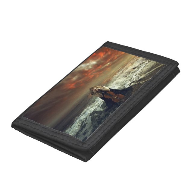 Woman and Violin in the Ocean Trifold Wallet (Bottom)