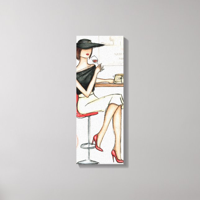 Woman and Wine Glass Canvas Print (Front)