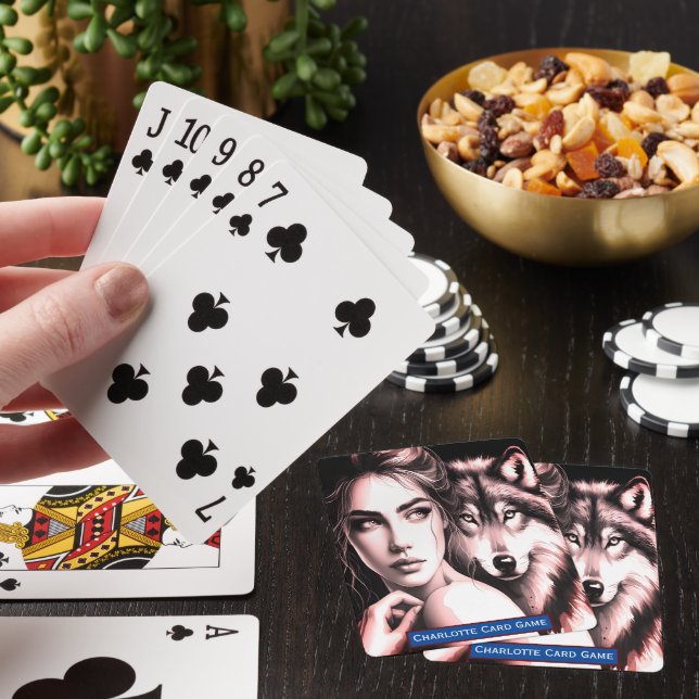 Woman And Wolf Monogram kids Old Maid Game Poker Cards (In Situ)