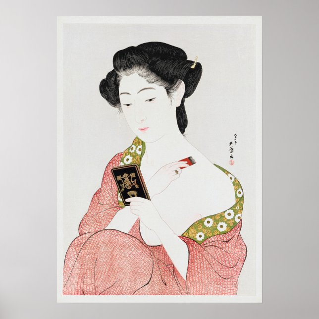 Woman Applying Powder by Goyō Hashiguchi (1918) Poster (Front)