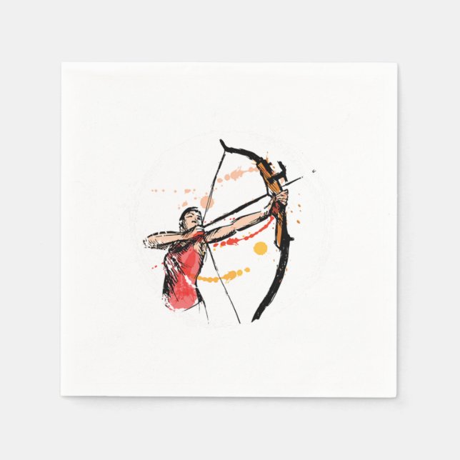 Woman Archer Archery Arrow Bow Bowman Shooting Gif Napkins (Front)