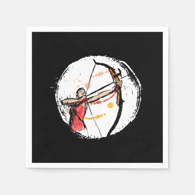 Woman Archer Archery Arrow Bow Bowman Shooting Gif Napkins (Front)