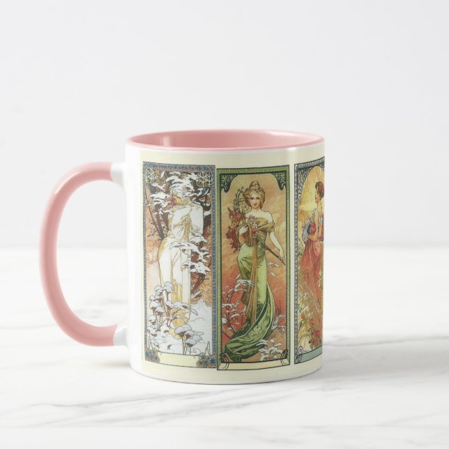 Woman Art Nouveau Art Vintage Mug (Left)