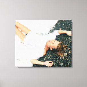 Woman at beach canvas print