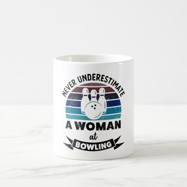 Woman at Bowling Funny Bowl Gift Moms Coffee Mug (Center)
