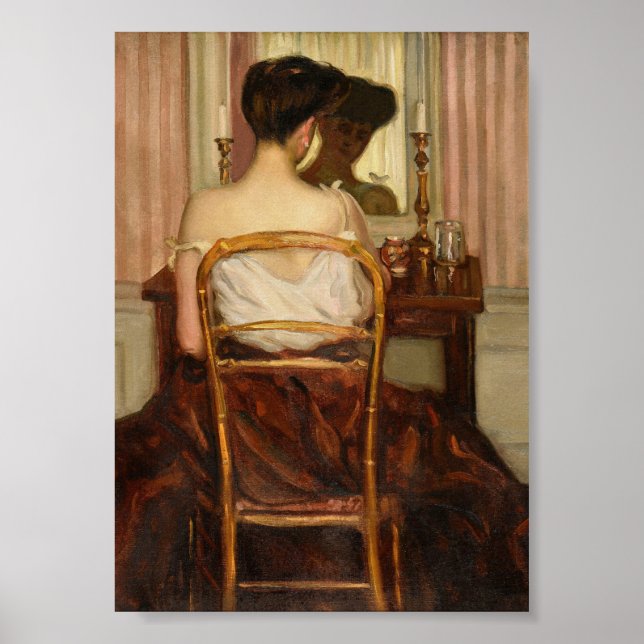 Woman at Mirror, Vintage Portrait Poster (Front)