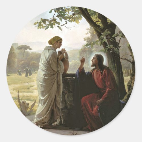 Woman at the Well Religious Classic Round Sticker